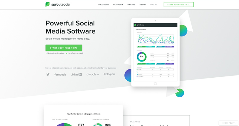 Startseite von Sprout Social